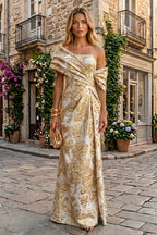 Sheath Satin Jacquard Off Shoulder Floor-Length Mother of the Bride & Groom Dresses (SHI22500823)