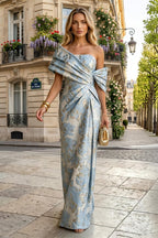 Sheath Satin Jacquard Off Shoulder Floor-Length Mother of the Bride & Groom Dresses (SHI22500823)