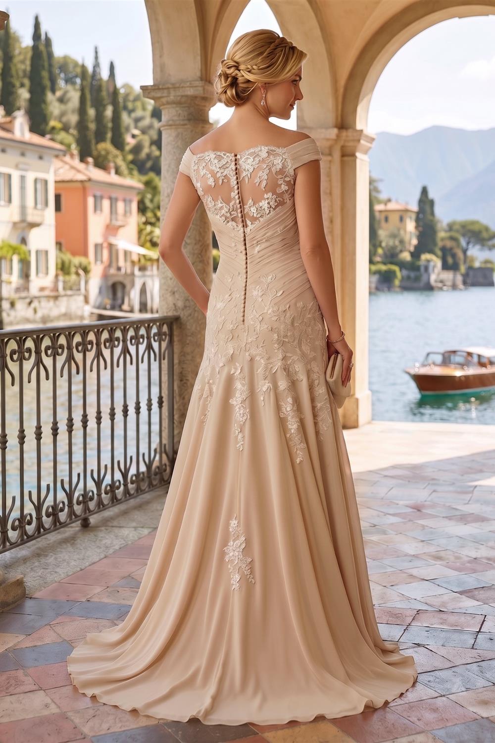 A-Line Chiffon Floral Print 3/4 Cape Sleeves Tiered Mother of the Bride & Groom Dresses with Beaded Waist Embellishment (SHI22500669)