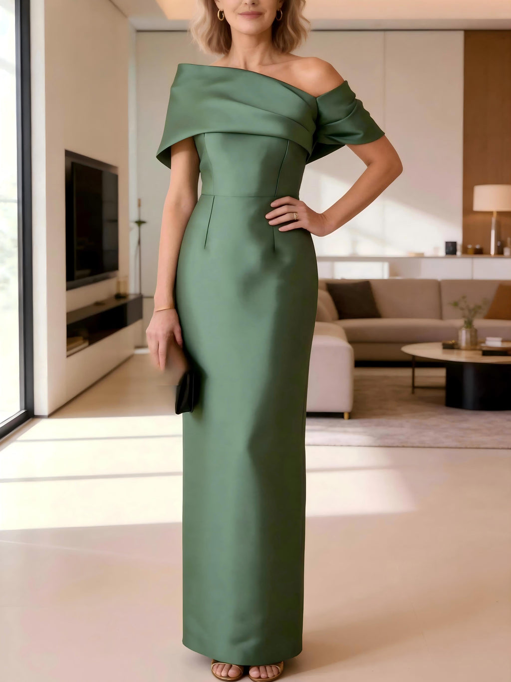 Long Sleeve Jacquard A Line Mother of the Bride Dresses Ruched (SHI22500554)
