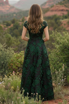 Satin V Neck Floral Print A Line Mother of the Bride Dresses (SHIR1110445)