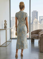 A-Line/Princess V-Neck Chiffon Floor-Length Mother of the Bride & Groom Dresses with Lace Appliques, Sequin & Ruffles (SHI22501608)