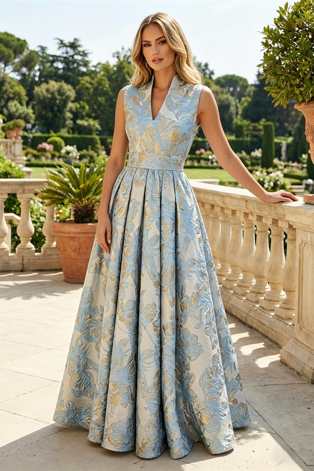 Cape Sleeve Jacquard Satin Ruched Mother of the Bride Dresses (SHI22500526)