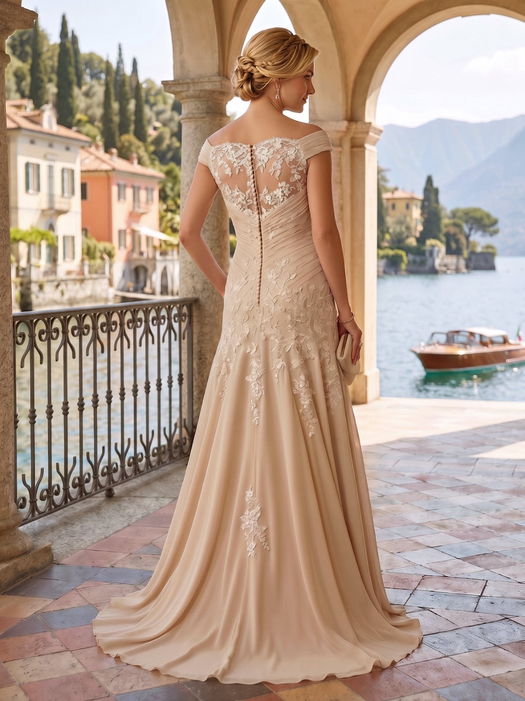 A-Line/Princess V-Neck Chiffon Floor-Length Mother of the Bride & Groom Dresses with Lace Appliques & Pleats (SHI22501605)