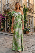 Sheath Satin Jacquard Off Shoulder Floor-Length Mother of the Bride & Groom Dresses (SHI22500823)