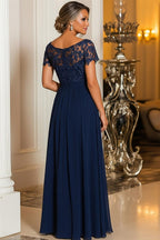 A-Line Chiffon Long Mother of the Bride & Groom Dresses with Cape Sleeves (SHI22500721)