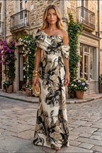 Sheath Satin Jacquard Off Shoulder Floor-Length Mother of the Bride & Groom Dresses (SHI22500823)