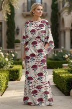 Sheath Chiffon Floral Print Cape Sleeves Mother of the Bride & Groom Dresses for Formal Wedding (SHI22500682)
