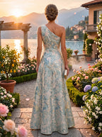 A-Line/Princess Two-Piece Asymmetrical Appliques Ankle-Length Mother of the Bride Dresses with Jacket (SHI22500149)