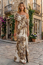 Sheath Satin Jacquard Off Shoulder Floor-Length Mother of the Bride & Groom Dresses (SHI22500823)