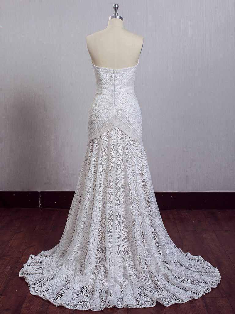 Elfenbein Spitze Strand Brautkleider Sweetheart Neck Brautkleider