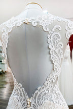 Ivory Sweetheart Lace Mermaid Wedding Dress With V Neck Backless Train