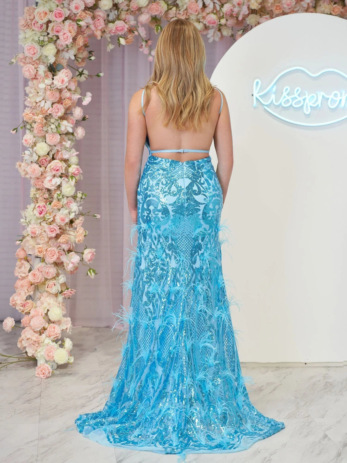 Sonia | Vestidos de fiesta sirena con escote en V, encaje de lentejuelas de jade y abertura