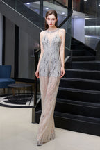 Tuta da sera senza maniche in tulle con paillettes Gioiello