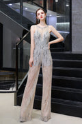 Tuta da sera senza maniche in tulle con paillettes Gioiello