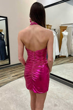 Halter Ruched Short Party Dress