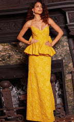 Abendkleid mit V-Ausschnitt und Blumenmuster