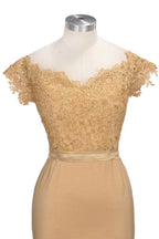 Lace Appliques Mermaid Off-shoulder Sweetheart Sheer Prom Dresses