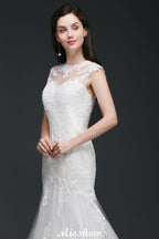 Robe de mariée élégante sirène en dentelle avec bijoux
