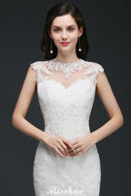 Robe de mariée élégante sirène en dentelle avec bijoux