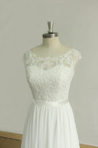 Romantic Boho Lace O Neck Tulle Wedding Dress A Line Gown