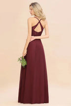 Lace Spaghetti Straps Prom Dresses | A-Line Sleeveless Side Split Evening Dresses