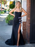 Lemus | Sweetheart Black Mermaid Prom Dress with Bow
