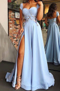 Vestidos de Noite Azul Claro Vestidos de Baile Compridos até ao Chão