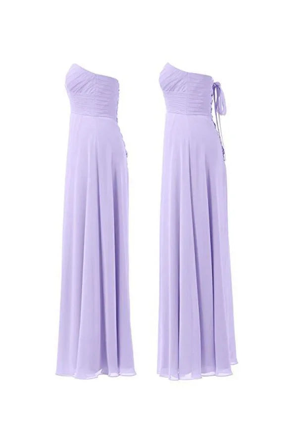 Fliederfarbenes Chiffon-Kleiderjungfernkleid bodenlanges Ballabendkleid BD005