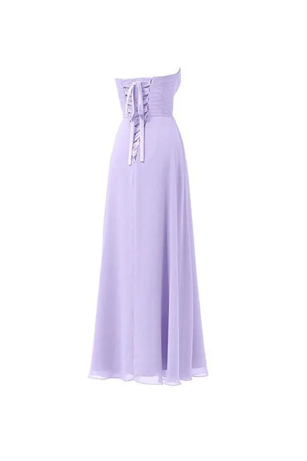 Fliederfarbenes Chiffon-Kleiderjungfernkleid bodenlanges Ballabendkleid BD005