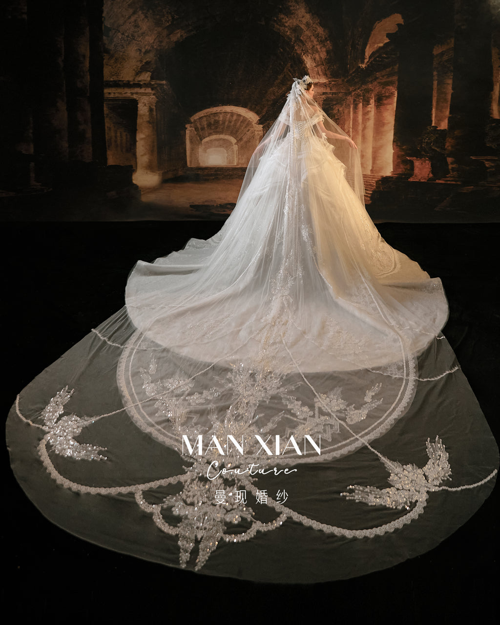 Elegant Off-Shoulder Feather Wedding Dress | Luxury Sequin Lace Ball Gown Bridal Gown