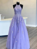 Robes longues de soirée formelles à col licou en tulle et dentelle, coupe évasée