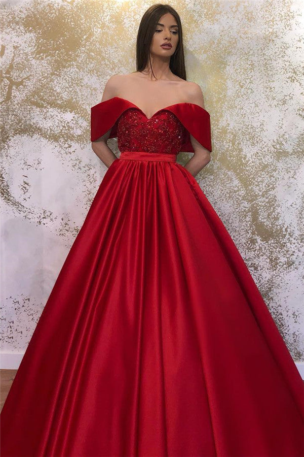 Robes longues en satin à ligne A, décolleté cœur et épaules dénudées, pour bal formel