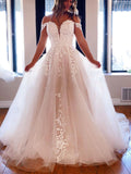 Robe de bal longue en tulle blanche à dentelle, décolletée et évasée en A, tenue de soirée formelle