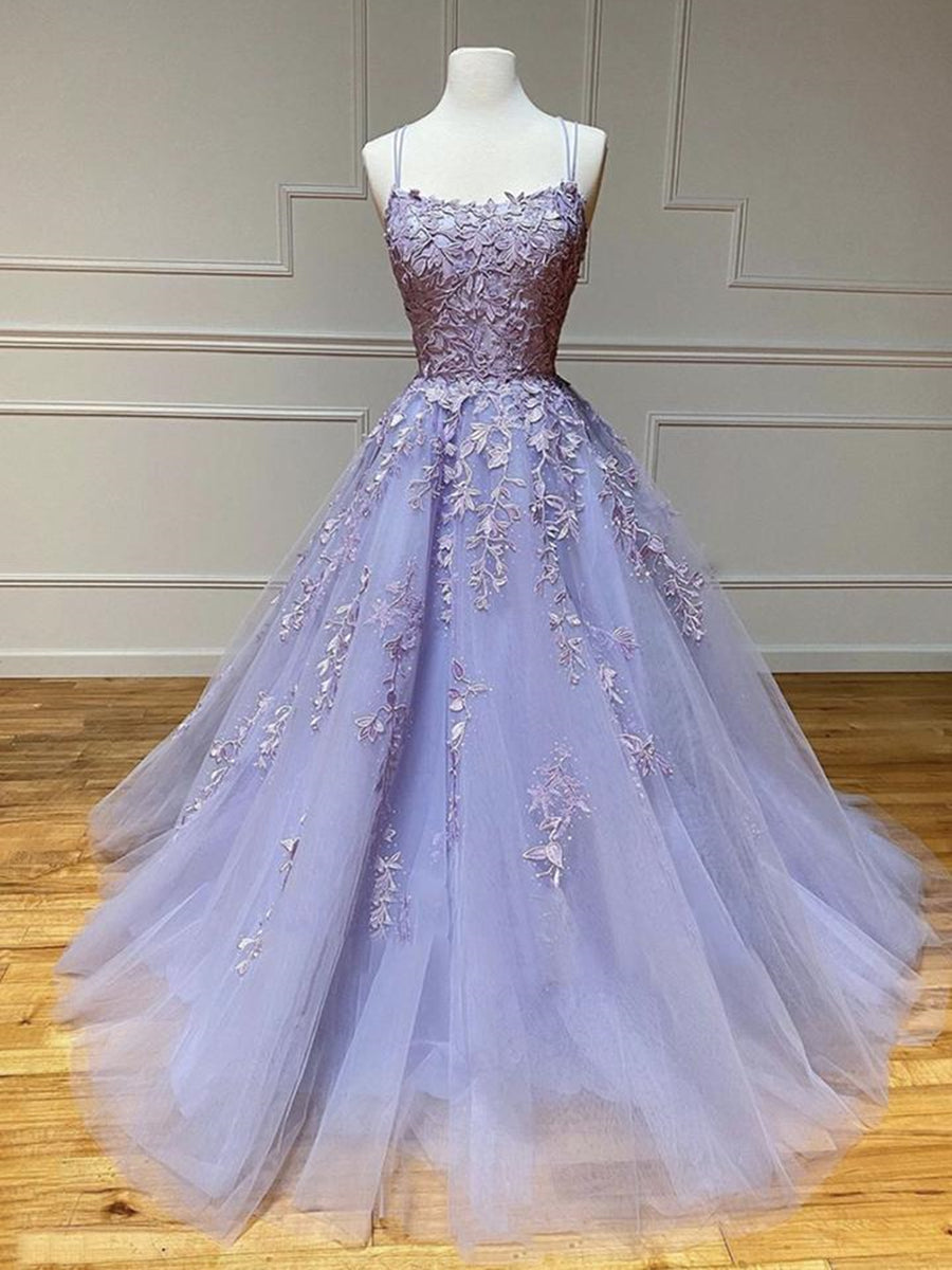 Langes A-Linien-Kleid mit trägerlosem Rücken und Tüllspitze, formelle Abschlussballkleider