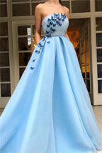 Robe de bal longue en satin, sans bretelles, coupe évasée, avec poches