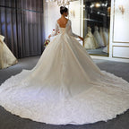 Vestido de novia largo de corte A con escote en forma de corazón, espalda descubierta, apliques de encaje y lentejuelas, con mangas