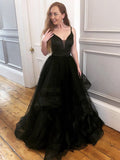 Robes de bal longues en tulle noir, coupe princesse, décolleté cœur, volumineuses, robes de soirée formelles