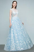 Robes de bal longues en tulle appliqué, ligne A, manches courtes en cape