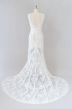 Vestido de novia largo de sirena con escote en forma de corazón y encaje sin espalda