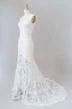 Vestido de novia largo de sirena con escote en forma de corazón y encaje sin espalda