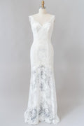 Vestido de novia largo de sirena con escote en forma de corazón y encaje sin espalda