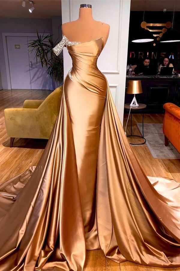 Robe de bal sirène longue avec surjupe tombante et volants