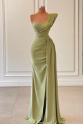 Robe de bal sirène longue à une épaule avec volants