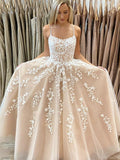Robe de bal longue princesse en tulle, taille empire, col arrondi, dos nu en dentelle, formelle