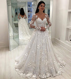 Vestido de noiva de mangas compridas com aplicações de renda vestidos de noiva princesa