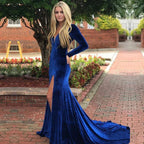 Long Sleeve Prom Dresses Royal Blue Formal Dress With Sleeves