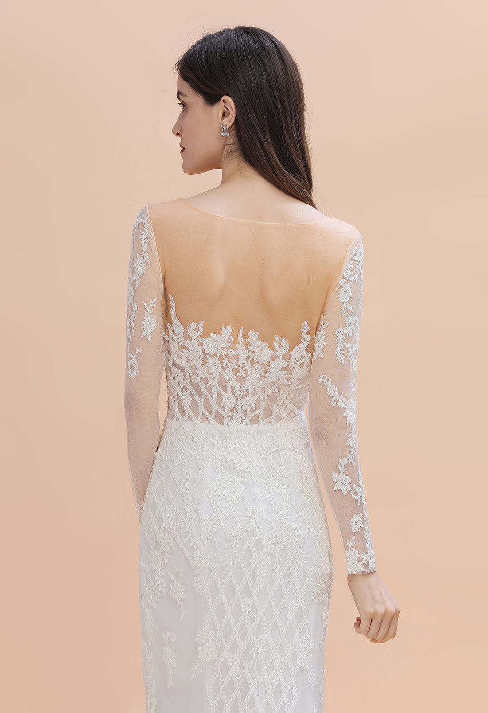 Luxury Beaded Lace Mermaid Wedding Dresses Tulle Appliques Bride Dresses with Detachable Train