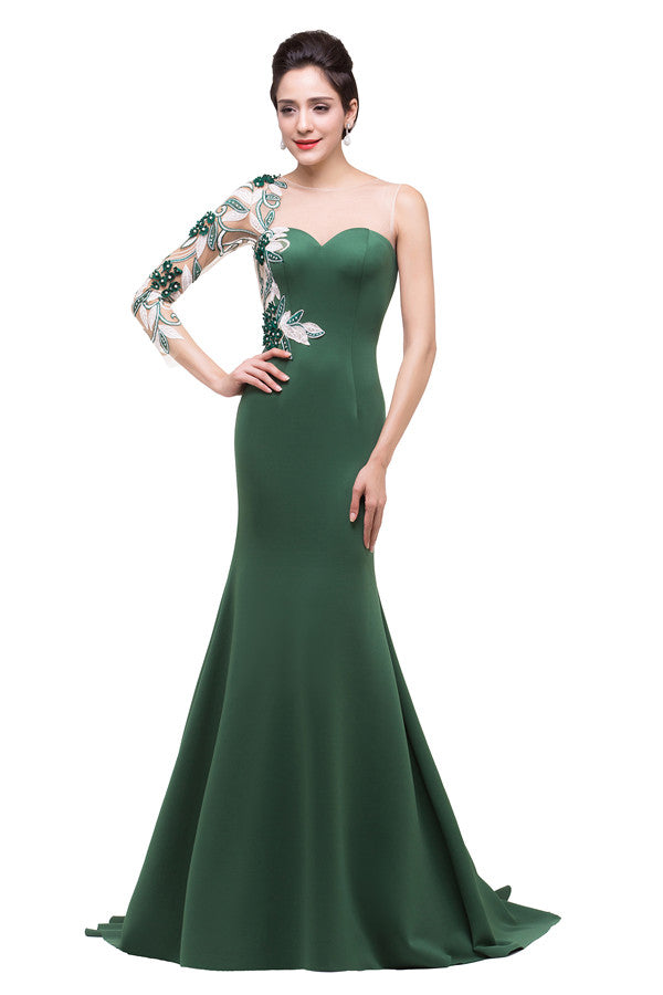 Robe de bal sirène longue jusqu'au sol à une épaule