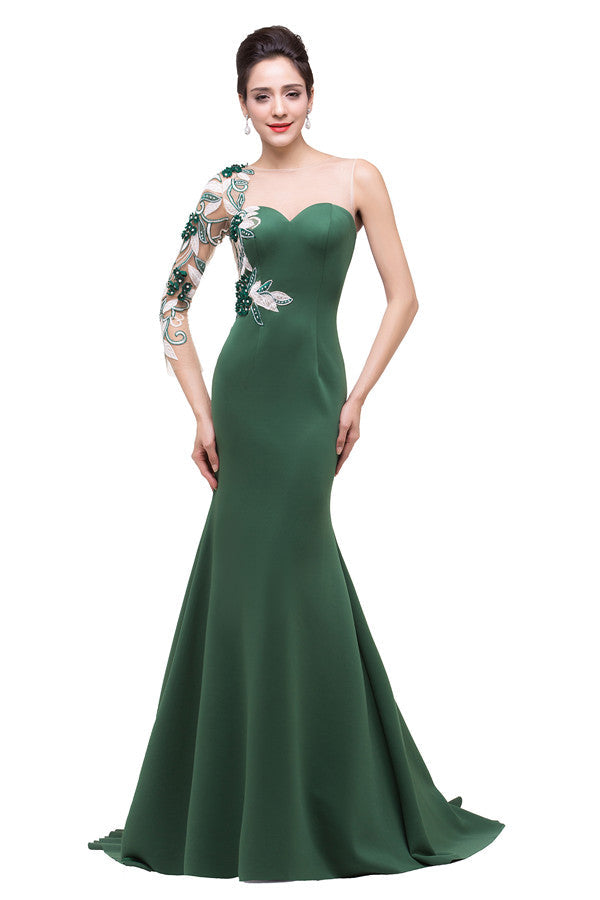 Robe de bal sirène longue jusqu'au sol à une épaule